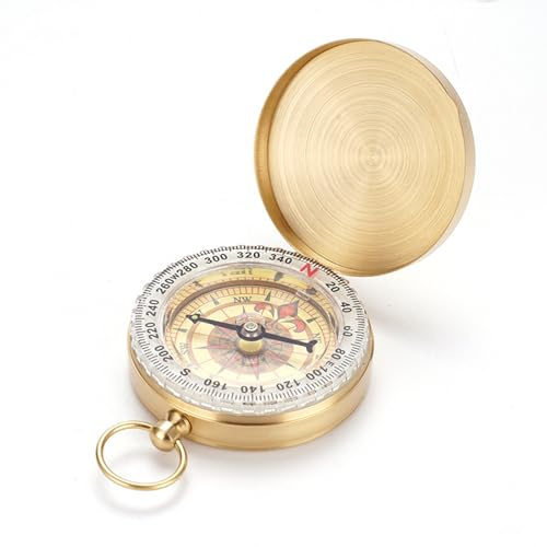 Boussole de Navigation, Boussole D'extérieur Portable en Laiton, Boussoles de Poche Classique Étanche pour Trekking Camping Chasse et Survie en Plein Air