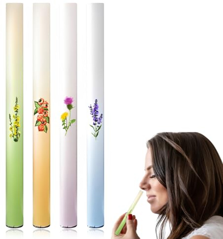 KAFZEL 4 Pezzi Purificatore Polmonare alle Erbe, Penna Diffusore Aggiornata alle Erbe, Aromaterapia Pulizia Polmonare Inalatore, per Uomini Donne