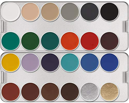 Kryolan Bodypaint Palette (24 Farben) - Schminkpalette Aquacolor