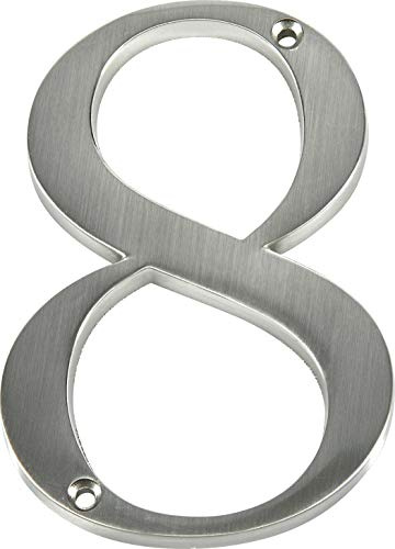 Distinctions by Hillman 843328 4-Inch Brushed Nickel Flush-Mount House Number 8, 1 Count (Pack of 1)