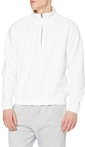 Fruit Of The Loom Herren Premium 70/30 Sweatshirt mit Reißverschluss am Kragen (M) (Weiß)