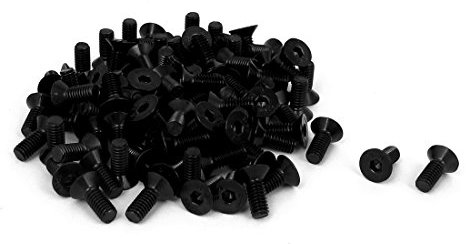 sourcing map 100 Stück M4 x 10 mm Senkkopfschrauben Flachkopfschrauben Senkkopfschrauben mit Innensechskant, Schwarz