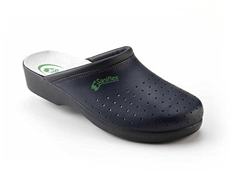 Saniflex 961-1 Certifierad Medicinsk Läderskor Träskor Clogs Tofflor Pantoletter Komfortskor, Män, Blå, EU 42