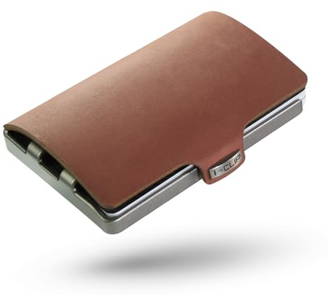 I-CLIP Original Porte-Cartes de crédit avec Pince à Billets - Portefeuille Fin - Porte-Monnaie en Cuir - Portefeuille Premium - Porte-Cartes - Soft Touch Chêne Brun
