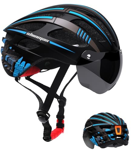 Shinmax Bike Helmet - USB Rechargeable Light & Detachable Magnetic Goggles UV Protective,Bike Helmet Adult Men,Lightweight Adjustable for Adult Men Women Mountain & Road (WT-049)
