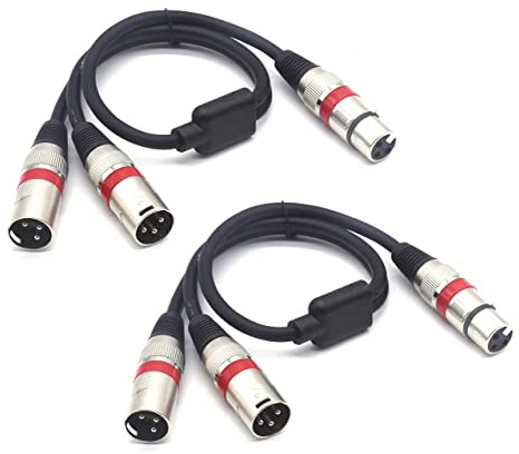 SiYear XLR Splitter Cable - XLR Female to Dual Male 3 Pin Patch Y Cable Balanced Microphone Splitter Cord Audio Adapter (50CM-2PACK)
