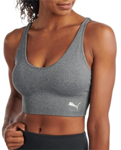 PUMA Sujetador Deportivo sin Costuras para Mujer, sin Costuras, Medium Heather Grey, S