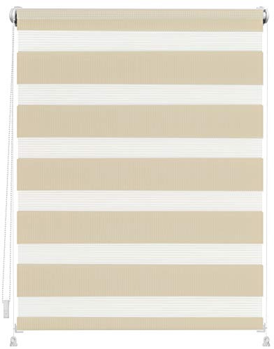 Lichtblick Doppelrollo ohne Bohren mit Verspannung, Trendfarben, stufenlos verstellbar, einfache Montage, für Fenster Creme, 45 cm x 150 cm (B x L)