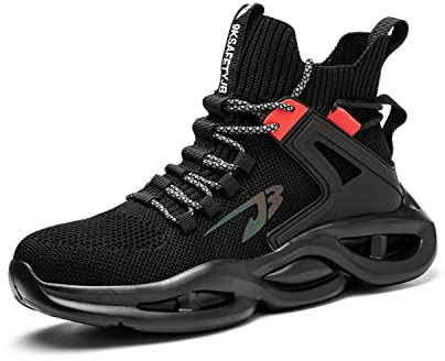 COMFOX Chaussures de sécurité avec bout en acier - Légères et respirantes - Antidérapantes - Pour homme et femme - Pointure 40 - Noir
