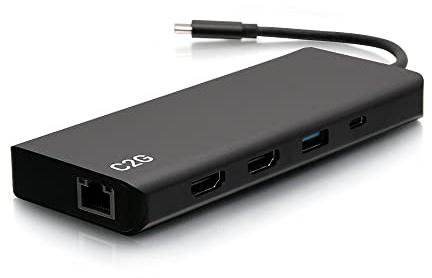 C2G USB-C® 9-in-1 Dual Display Docking Station with HDMI®, Ethernet, USB, 3.5mm Audio and Power Delivery up to 60W - 4K 30Hz (TAA Compliant)