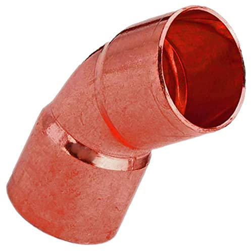 MegaHaustechnik Löt Fitting 5041 Bogen 45° Grad für Kupfer Rohr Außendurchmesser 28mm i-i 2 Muffen Anschlüsse zum Löten Trinkwasser geeignet Kupplung Verbinder Heizung Sanitär Wasser Winkel