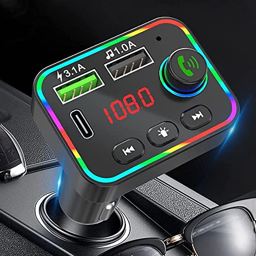 FM Transmitter Bluetooth 5.0 Car Radio Audio Adapter FM Modulator Car MP3 Player Handsfree Car Kit Support Voltage Detection Play USB Disk/SD Card 3.1A Dual USB Ports