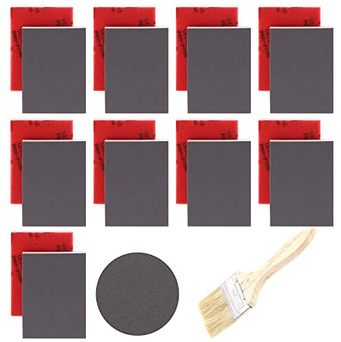 Tanstic Esponja de lijado de grano 800-1000, almohadillas de lijado flexibles y secos, bloques de lijado de espuma suave con cepillo de pintura de 2.5 pulgadas para muebles de madera y metal de yeso