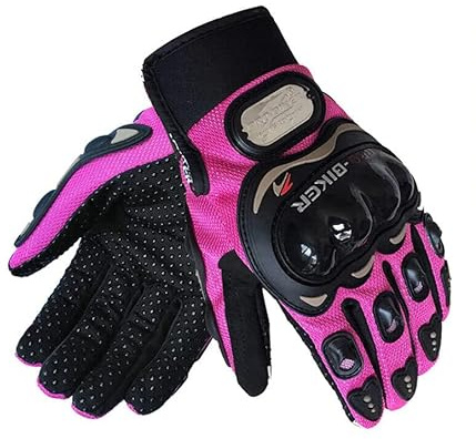 Generico Guanti da Moto per Donna, Guanti Moto Donna Uomo traspiranti Touchscreen, Guanti da donna rosa per moto, Omologati EN 13594:2015, guanti da Motocross da ciclismo da corsa (L)