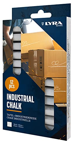 LYRA Gessetti industriali, colore bianco, scatola con 12 gessetti