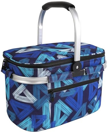 ALLCAMP Faltbar Isoliert Kühltasche - Einkaufskorb Thermo Mit Deckel, Abnehmbarer Picknickkorb 2 Personen, Aluminiumrahmen Kühlkorb, Verdicken Thermokorb