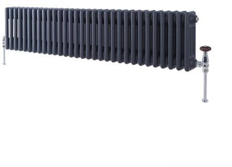Milano Windsor Anthracite Cast Iron Style Horizontal Triple Column Radiator - 300mm x 1415mm