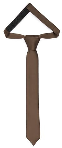 Ladeheid Kinder Krawatte für Jungen - Eleganter matter Look, Vorgebunden mit einem Klettverschluß, Perfekt für besondere Anlässe - Stilvolle Ansteckkrawatte TKM (31cm x 4cm, Braun)