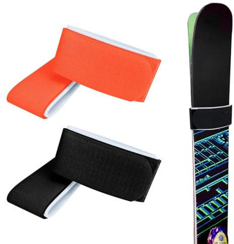 EHOTER 4-teilige Skibindung Halteband, verstellbare Skibindung, Klettverschluss-Skiband für Rennski, schmale Skier, breite Skier