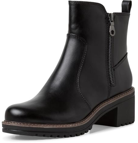MARCO TOZZI Damen Stiefeletten mit Absatz Vegan mit Reißverschluss, Schwarz (Black), 40 EU