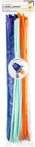 folia 778191 - Chenilledraht SPACE UNIVERSE, Pfeifenputzer für Kinder und Erwachsene, 100 Stück sortiert in 10 Farben, Durchmesser 8 mm und 50 cm lang, zum Gestalten kleiner Chenille-Figuren