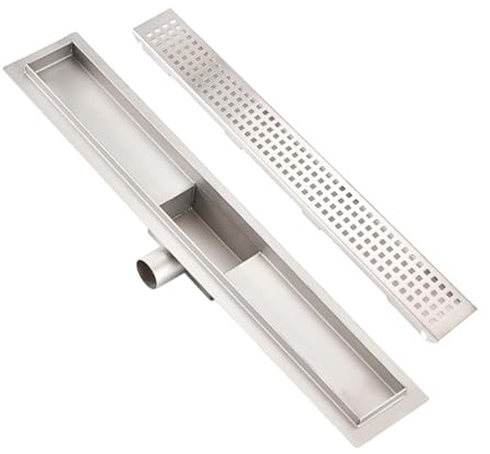 Plumbsys linjär duschavlopp 60 cm tillverkad av 304 rostfritt stål, duschdräneringskanal justerbar höjd passar för badrum kök