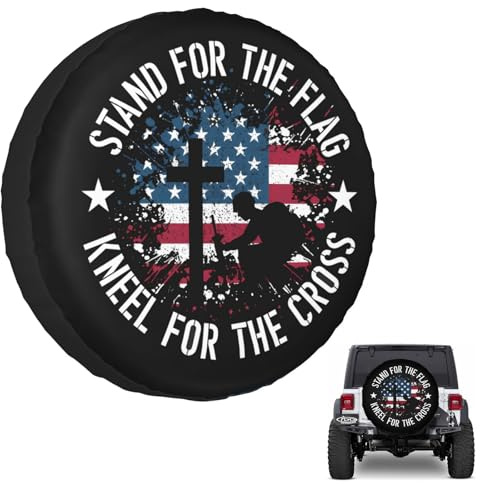 OwnBosy RV Trailer Tire Cover with American Flag - Waterproof, Dustproof, Universal for SUV Truck Travel, 15 Inch