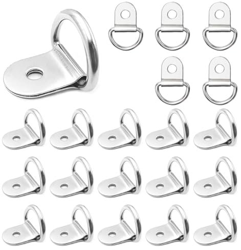 JRYGAC 20 Pezzi Anelli di Ancoraggio, Anelli Ancoraggio Carico a D in Acciaio Inox, Anelli di Fissaggio Ganci, Anelli di Ancoraggio per Furgoni Auto Camion Barche e Rimorchi Anello di Fissaggio