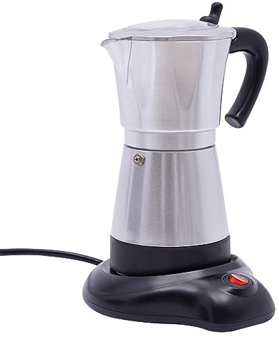 Macchina da caffè elettrica da 300 ml, 480 W, caffettiera elettrica per espresso, 6 tazze, italia, moka, adatta per la casa, in caffè, in ufficio, nel negozio di tè, ecc. (argento)