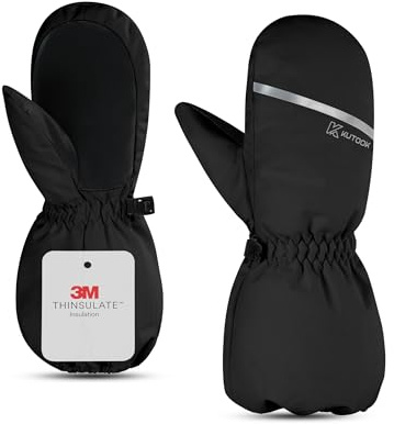KUTOOK Guanti da Sci per Bambini 6-8 Anni Guanti Invernali Caldi Guanti Neve Bambina Guanti Impermeabili Bambino Termici per Slittino Snowboard Pattinaggio Ciclismo Corsa