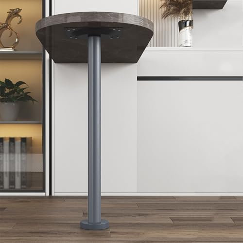 Tischbein aus Metall, rund, 85 cm, DIY, Edelstahl-Möbelbein für Couchtisch und Esstisch, 6 cm Durchmesser, graue Oberfläche, inklusive Schrauben, anpassbar, 1 Stück