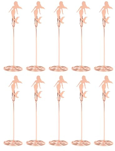 Ghzste Juego de 10 soportes para números de mesa con forma de sirena, clips para tarjetas de boda, soporte para fotos de mesa, notas, notas