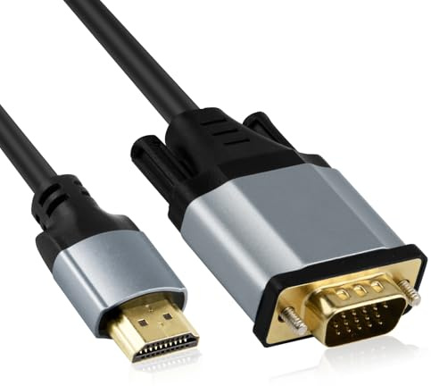 Sakerr Cable HDMI a VGA, adaptador HDMI a VGA de 1,5 m, chapado en oro, adaptador HDMI VGA 1080P a 60Hz HDMI a VGA, cable convertidor de video digital HDMI a VGA para computadora de escritorio,