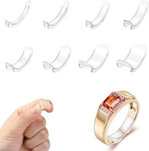 NECXON 8 pièces de réglage de Taille de Bague, réglage de Bague Invisible, réducteur de Bague, redimensionnement de Bague pour bagues lâches