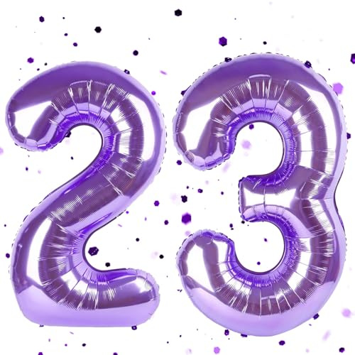Globo lila de 23, globo de números lila, globo de foil lila de 40 pulgadas 2&3, globo de números 23 de helio, globo de cumpleaños 23 para el cumpleaños número 23 y 32, decoración de cumpleaños para