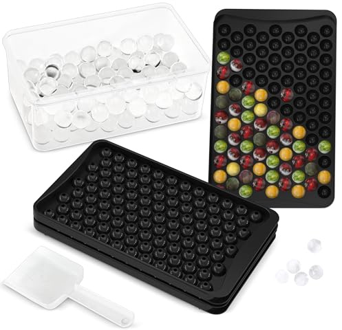 KICHLY 3 Cubiteras esféricas - Cubitera para congelador - Sin BPA - Ideal para enfriar cócteles, whisky, café. Fácil extracción (Black, 104)