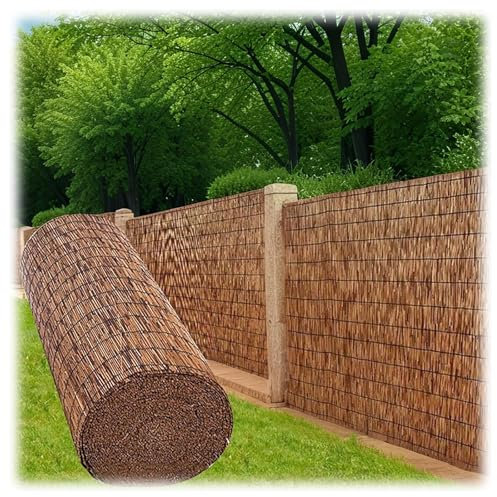 Seto De Caña Rollo Valla Panel Decorativa Jardín Pantalla Privacidad Balcón Exterior Estera Marrón Natural Cerca Liviana Instalación Rápida Cubre Vallas Y Barandillas Bambú Resistent Al Clima