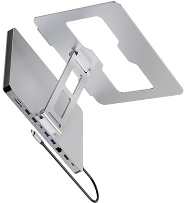 KHZen Estación Acoplamiento del Soporte Computadora Portátil con 10 Puertos 3USB3.0 PD100W 4K60Hz Soportista Portátiles Salida para Viajeros Negocios