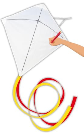 Günther Flugspiele 30120 - Cometa monohilo Paint Your Kite, 4 Piezas, Cada una de Aprox. 69 x 69 cm, Cometa Infantil para Pintar, Juguete de Exterior para niños a Partir de 4 años