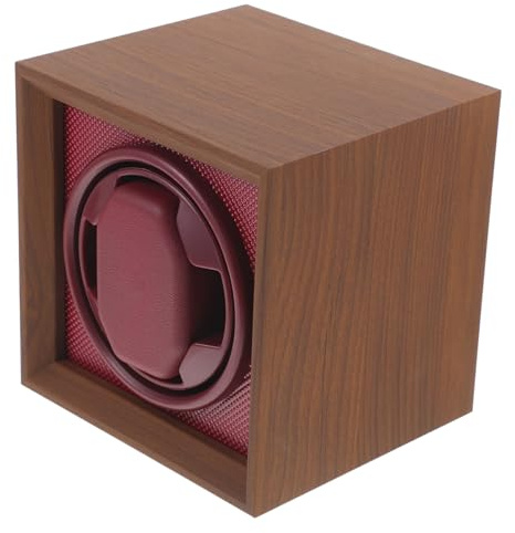 Garneck Caja Giratoria Automática para Relojes de Madera de Nogal Negro Enrollador Eléctrico Silencioso con Panel Rojo Ajustables Diseño Compacto y Elegante para Coleccionistas