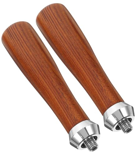 SHINEOFI Lot de 2 Poignées de Rechange en Bois D’Acajou pour Porte-Filtre sans Fond de Machine à Expresso Accessoires Café Compatibles Universellement Prise en Main Confortable et Solide