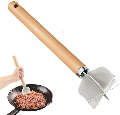 Hackverktyg för malet nötkött, matkvarn med trähandtag, ergonomiskt nötskal, för, kött, grönsaker, potatis, nötkött,