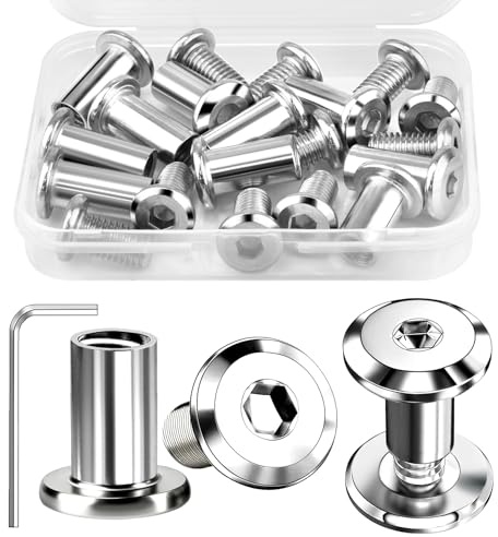 10 viti di collegamento M8 x 40 mm, in acciaio inox, con chiave esagonale per armadi, tavole di legno, connettori per mobili (10 viti per mobili, 10 dadi a manica)