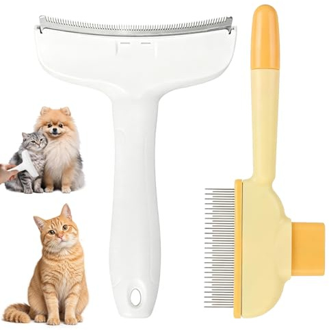 Heropen 2PCS Pet Deshedding Brush, Cat Brush Pet Hair Remover | Deshedding brushes for undercoat & short hair, grooming cat hair brushes for shedding for dogs cats, pet dog & cat comb