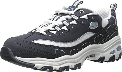 Skechers Damen D'lites Biggest Fan Sneaker, Navy Trubuck White Mesh Carolina Blue Trim, 39.5 EU