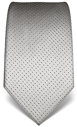 Vincenzo Boretti cravatta elegante classica da uomo, 8 cm x 15 cm, di pura seta di alta qualità, idrorepellente e antisporco, motivo a pois argento
