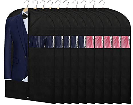 KEEGH 40 in Suit Bags for Closet Storage, Black, Set of 10