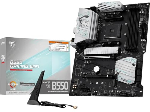 MSI B550 Gaming WiFi Carte mère, ATX - Prend en Charge Les processeurs AMD Ryzen séries 5000, 5000 G, 4000 G et 3000, AM4 - Mémoire DDR4 Boost 4400+ MHz/OC, PCIe 4.0 x16, M.2 Gen4, LAN 1G