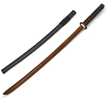 Martial Arts Adults Red Oak Roped Wooden Bokken With Plastic Scabbard - NEW