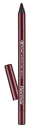 Flormar Extreme Tattoo Gel Pencil – Eyeliner Gel Waterproof Effet Tattoo – Crayon Pailleté Prune Hautement Pigmenté – Maquillage Yeux Longue Tenue pour Femme, 005 Very Berry